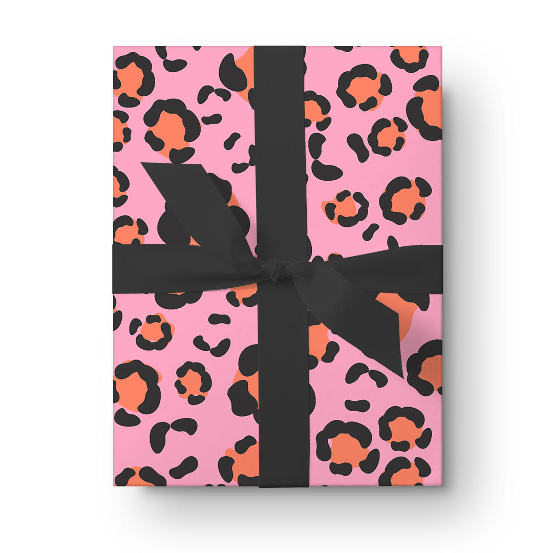 gift wrap leopard spots - pink