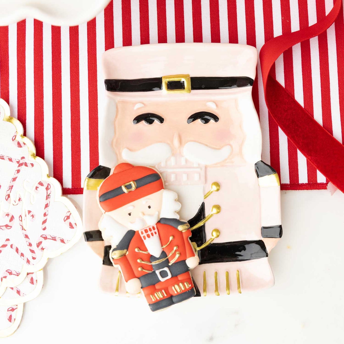 Pink Nutcracker Dessert Plate | Holiday Ceramic Christmas Plate for Festive Tablescapes