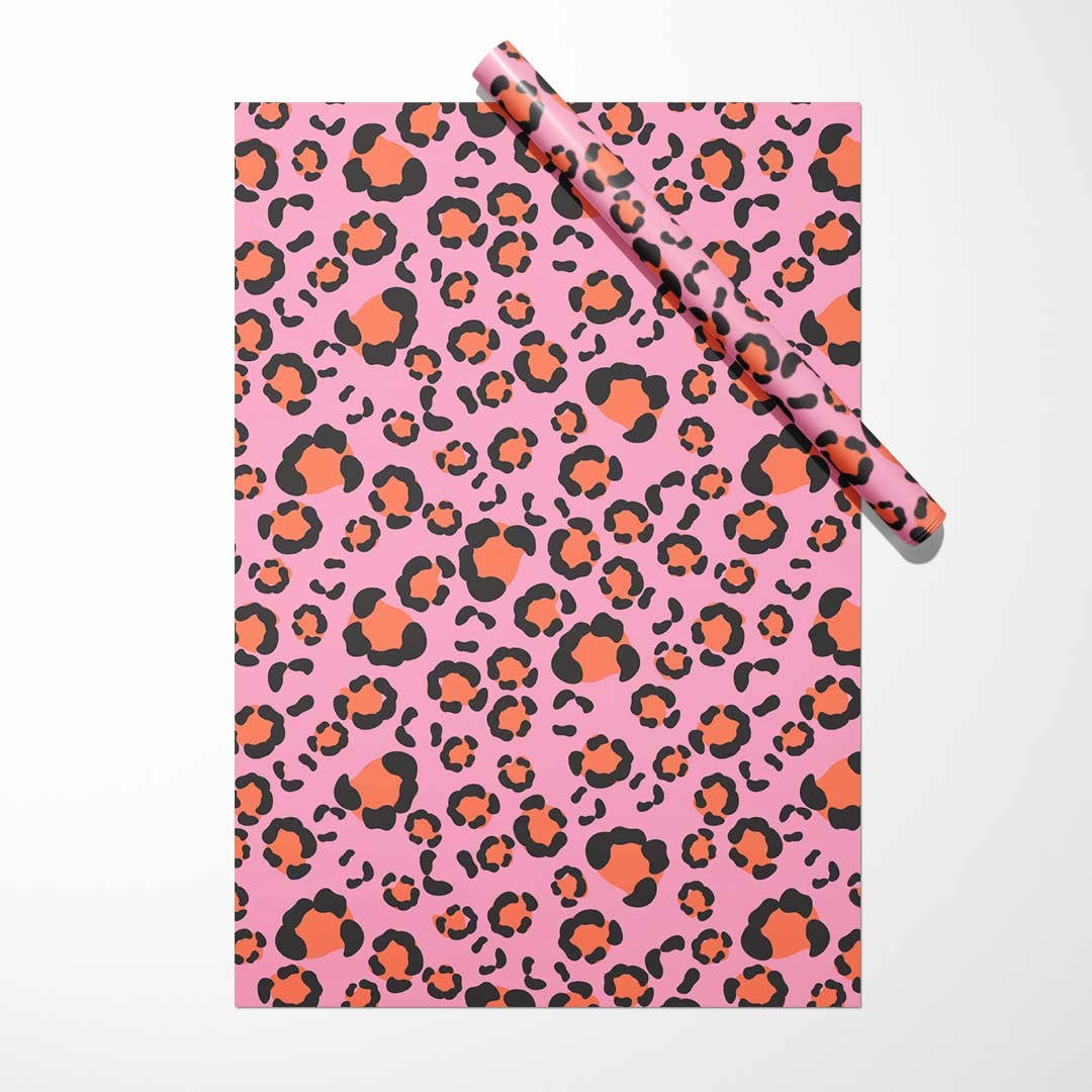 gift wrap leopard spots - pink