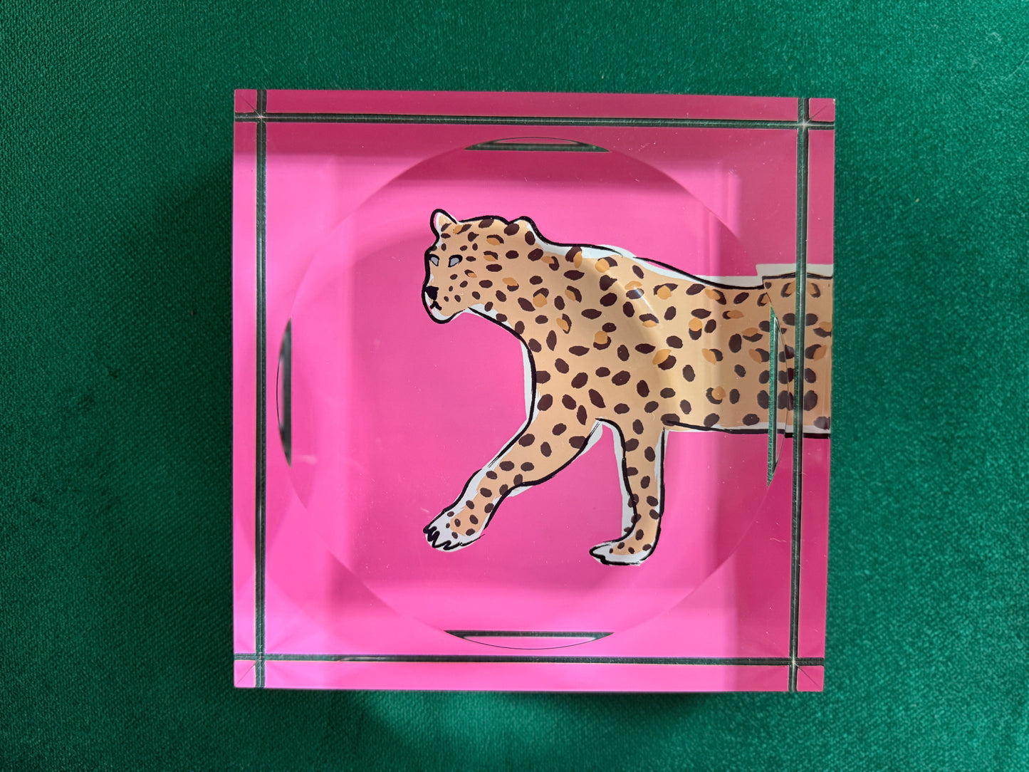 acrylic catchall leopard tray in pink