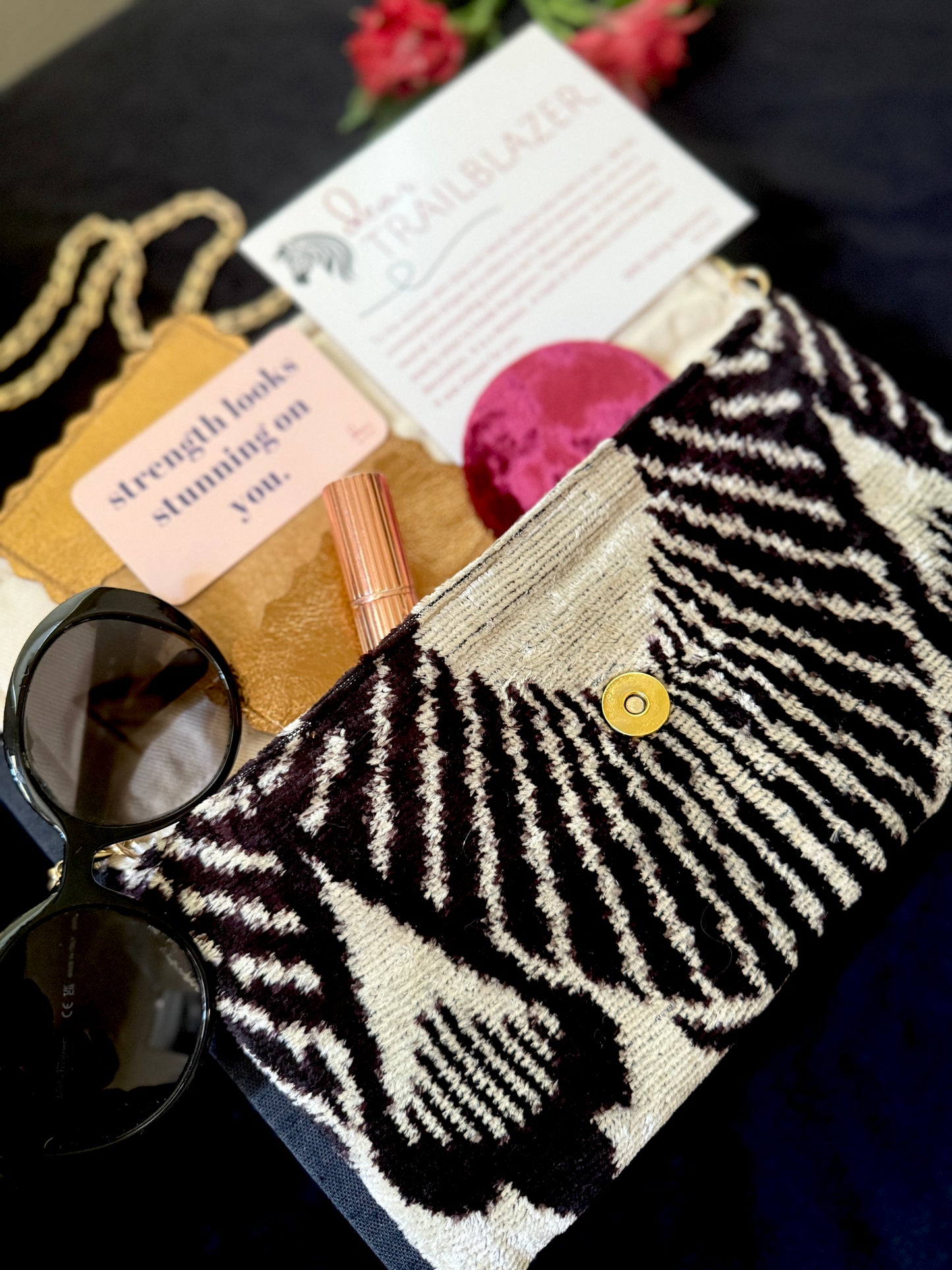 trailblazer gift box for women – empowerment gift with zebra clutch, boss lady gift, corporate gift for strong women, career milestone
