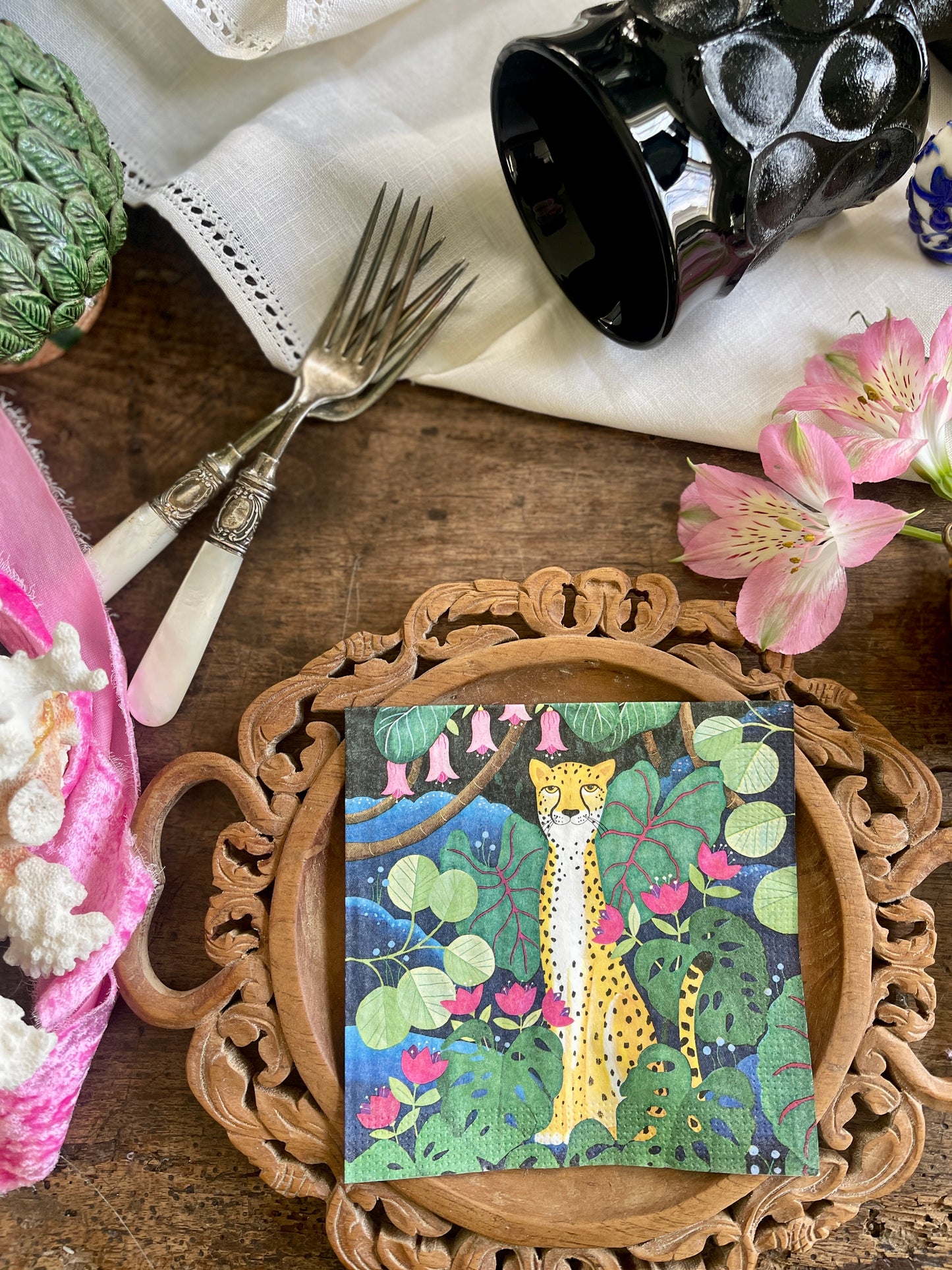 Cheetah Beverage Paper Napkins - 20 Count, Cocktail Party Napkins