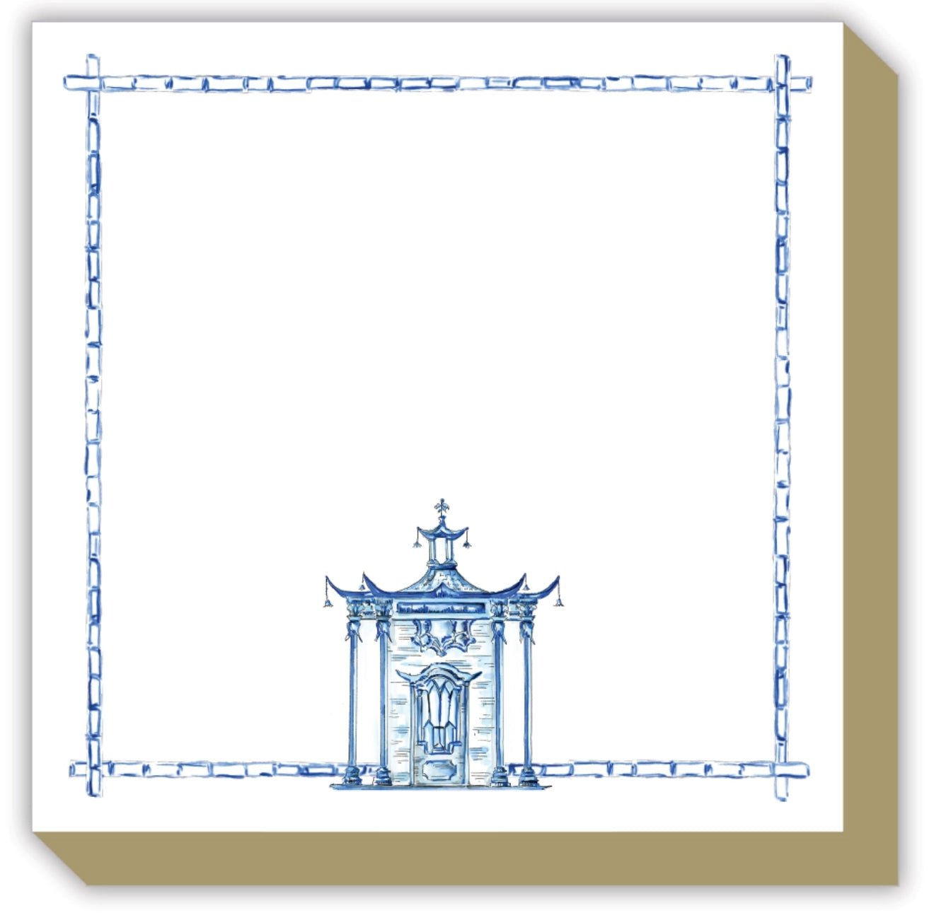 blue and white chinoiserie ornate pagoda with ginger jar notecards stationary gift set | desk