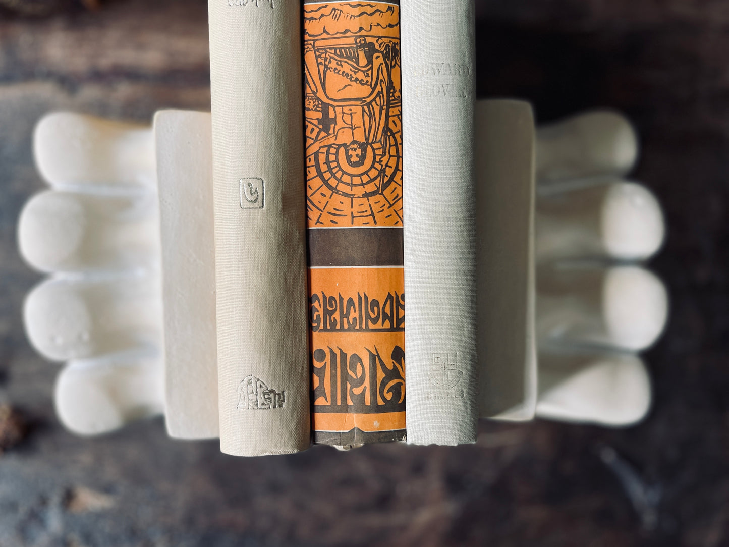 Cement Lion Paw Bookends - a Pair