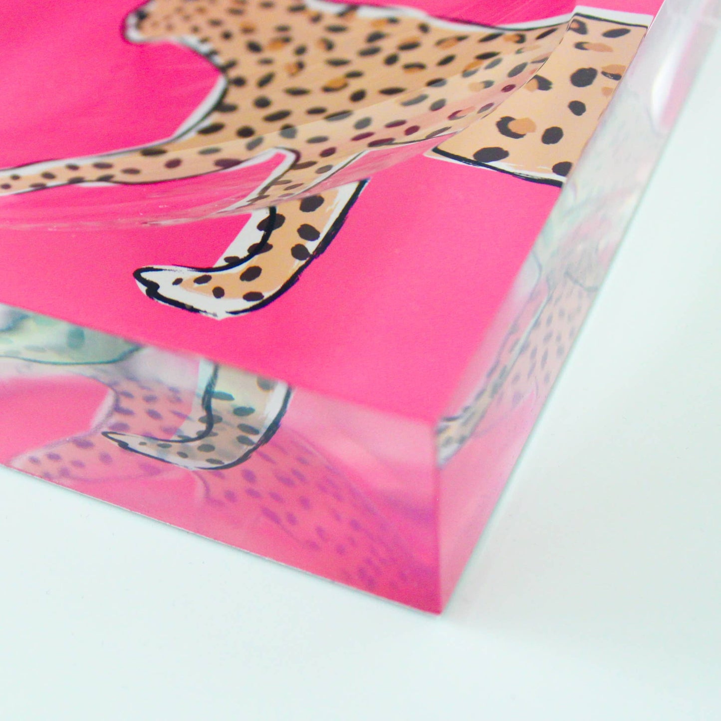 acrylic catchall leopard tray in pink