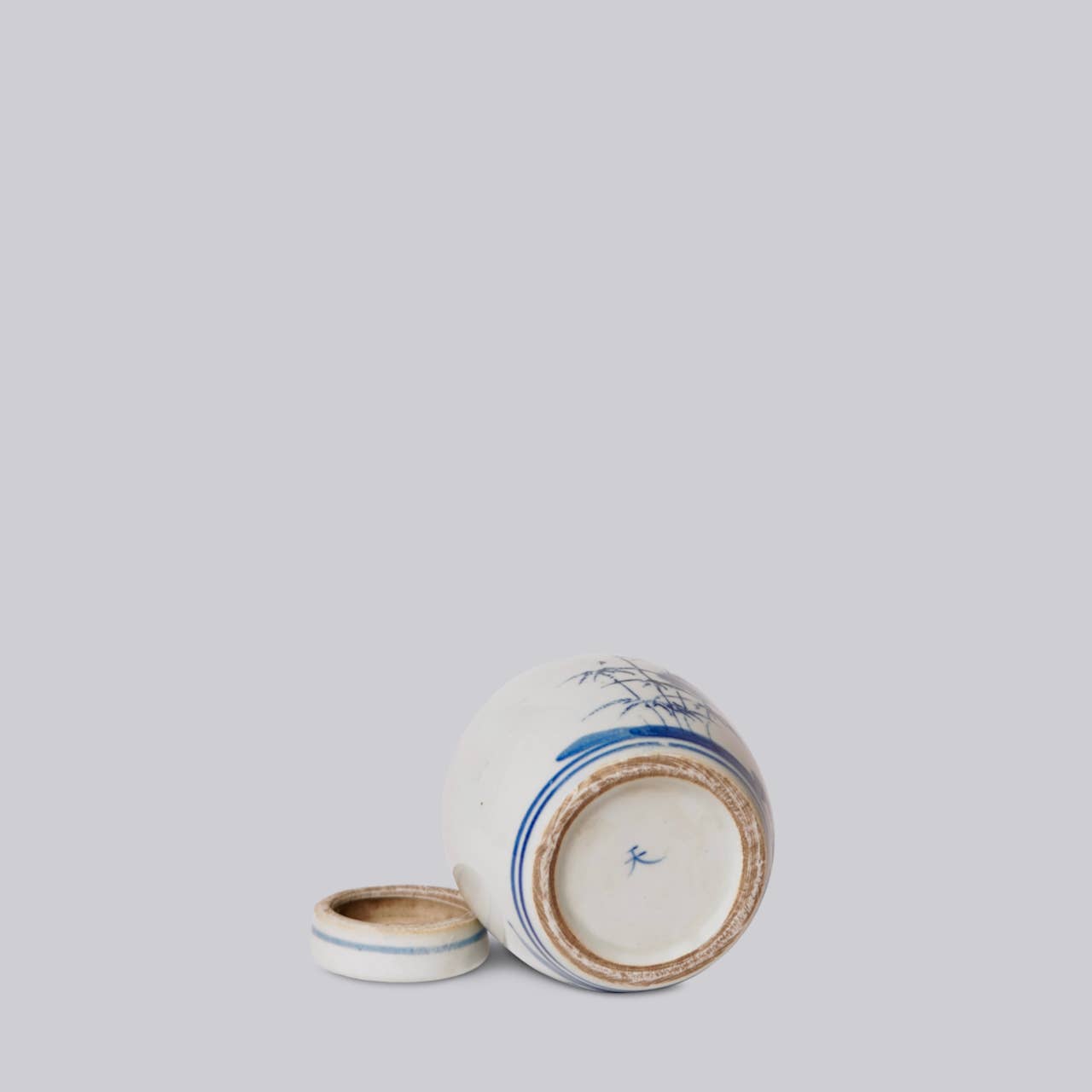 Blue and White Porcelain Mini Ginger Jar - Three Friends of Winter Design