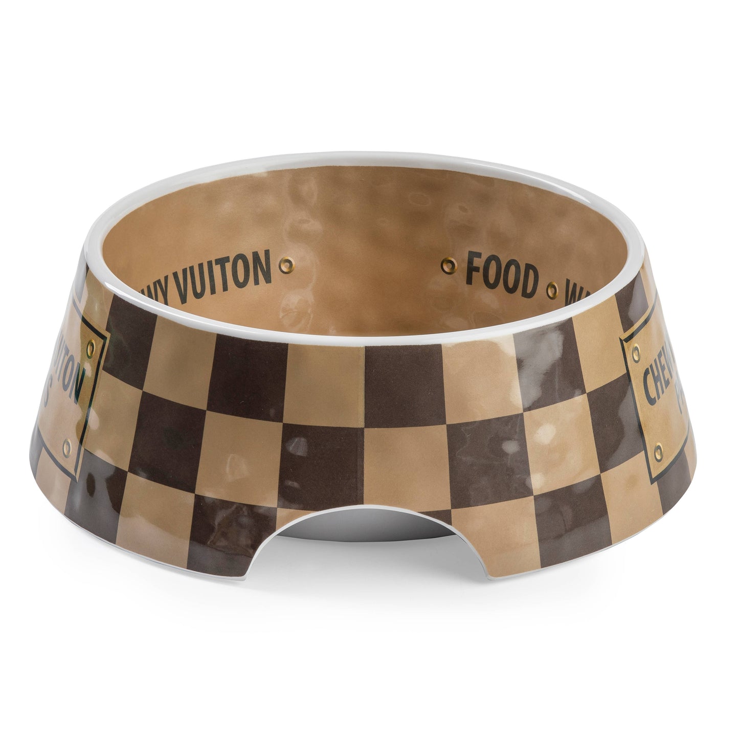 Checker Chewy Vuiton Dog Bowl | Small