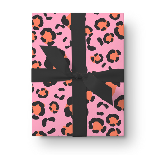 gift wrap leopard spots - pink