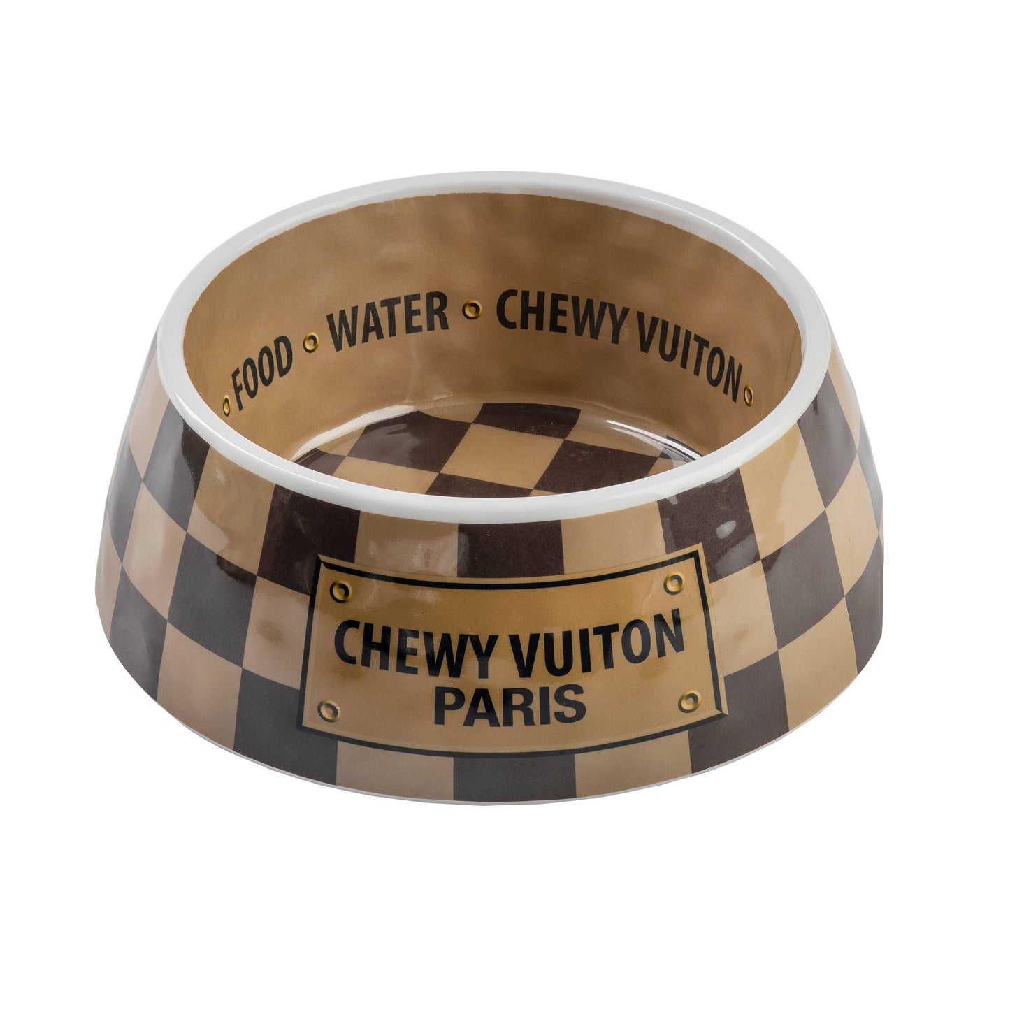 Checker Chewy Vuiton Dog Bowl | Small