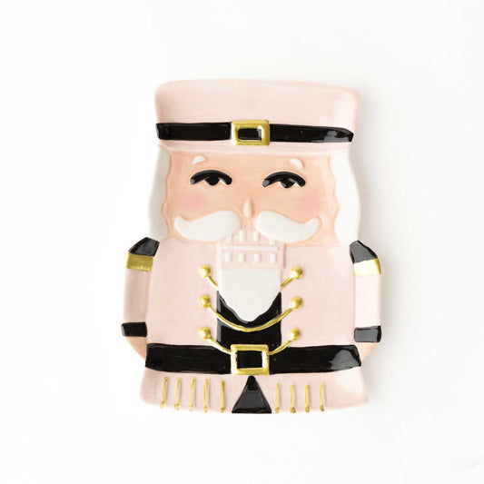 Pink Nutcracker Dessert Plate | Holiday Ceramic Christmas Plate for Festive Tablescapes