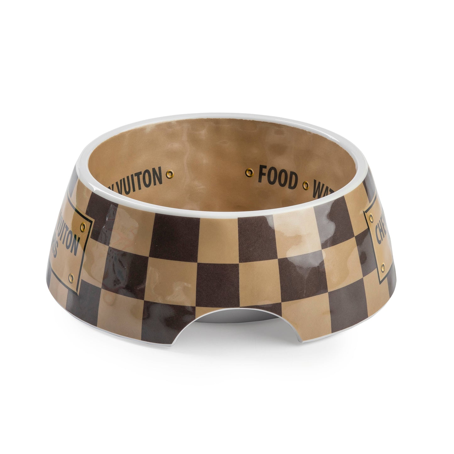 Checker Chewy Vuiton Dog Bowl | Medium