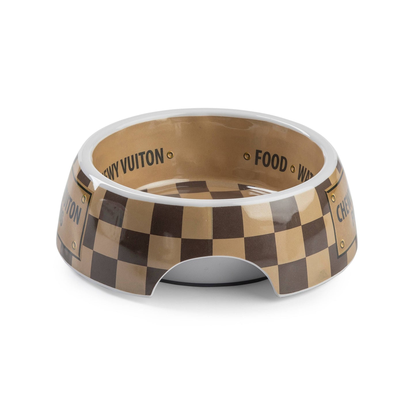 Checker Chewy Vuiton Dog Bowl | Medium