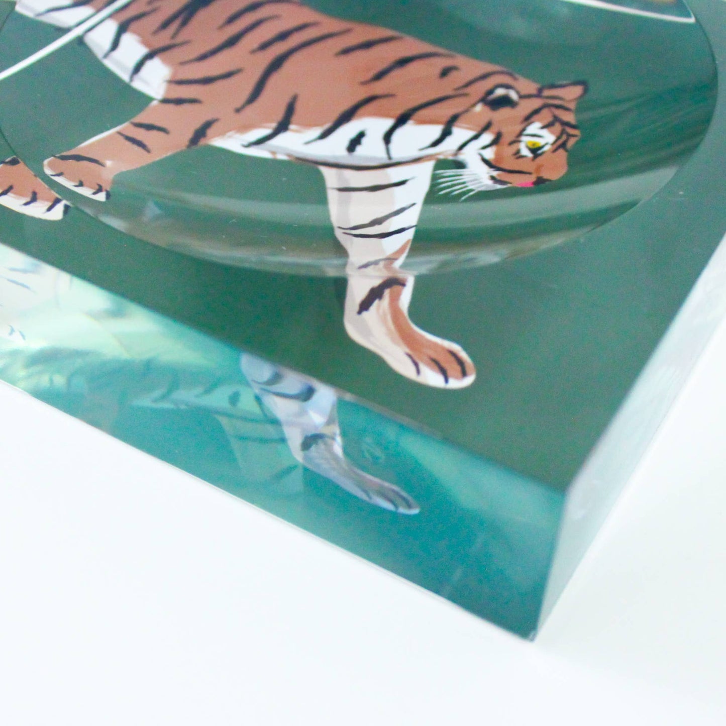 acrylic catchall tiger tray in green