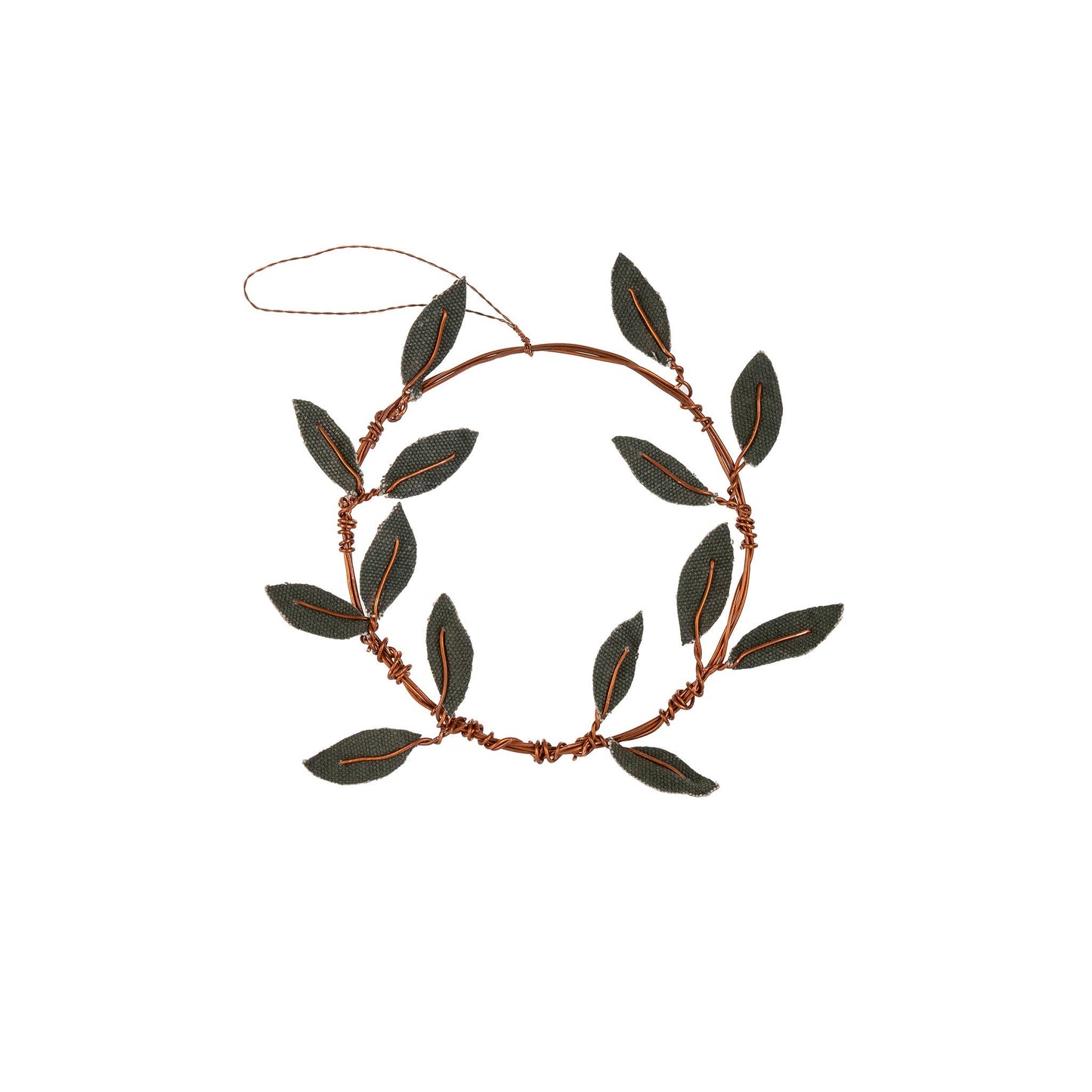 Olive Wreath Canvas Ornament - Upcycled Green Holiday Decoration
