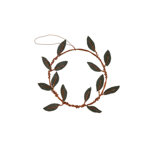 Olive Wreath Canvas Ornament - Upcycled Green Holiday Decoration