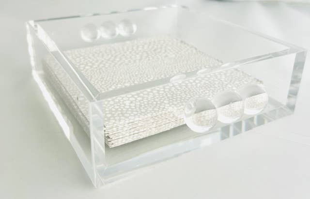 Acrylic Cocktail Napkin Holder - Bubble Clear Design, 6" Square