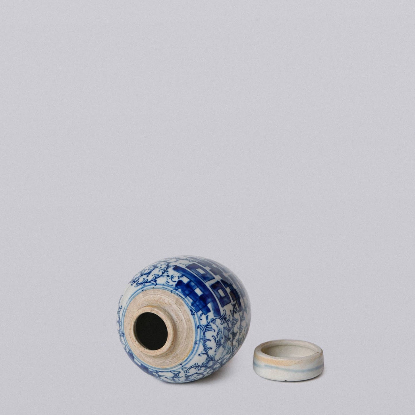 Blue and White Chinoiserie Porcelain Mini Ginger Jar - Double Happiness Design