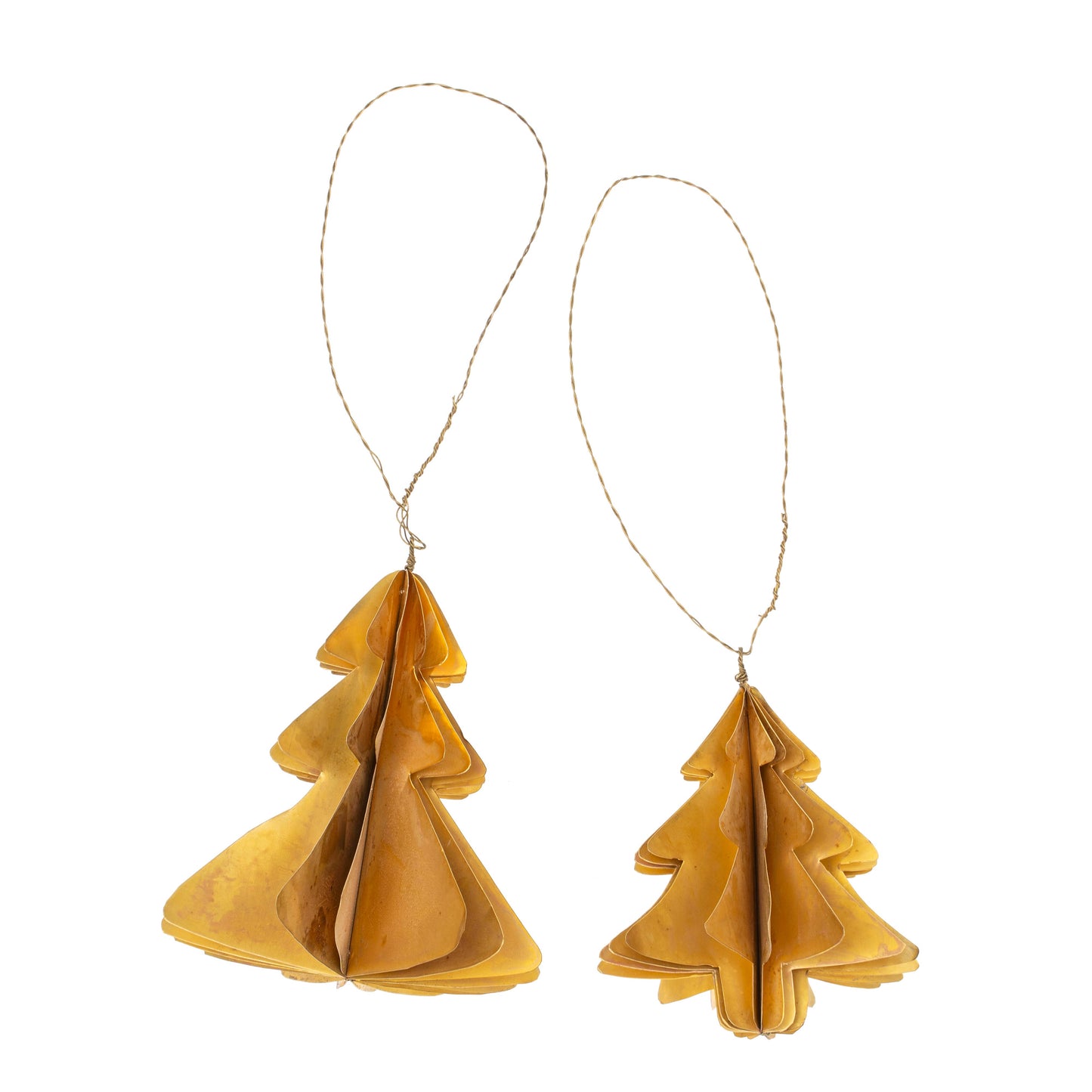 Brass Tree Origami Ornament 4" - Modern Holiday Decoration