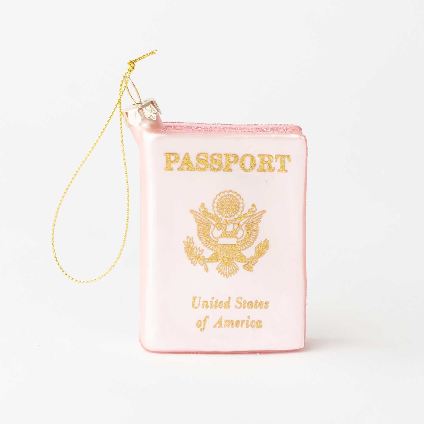 Pink Passport Glass Ornament | Hand-Painted Travel Keepsake for Globetrotters