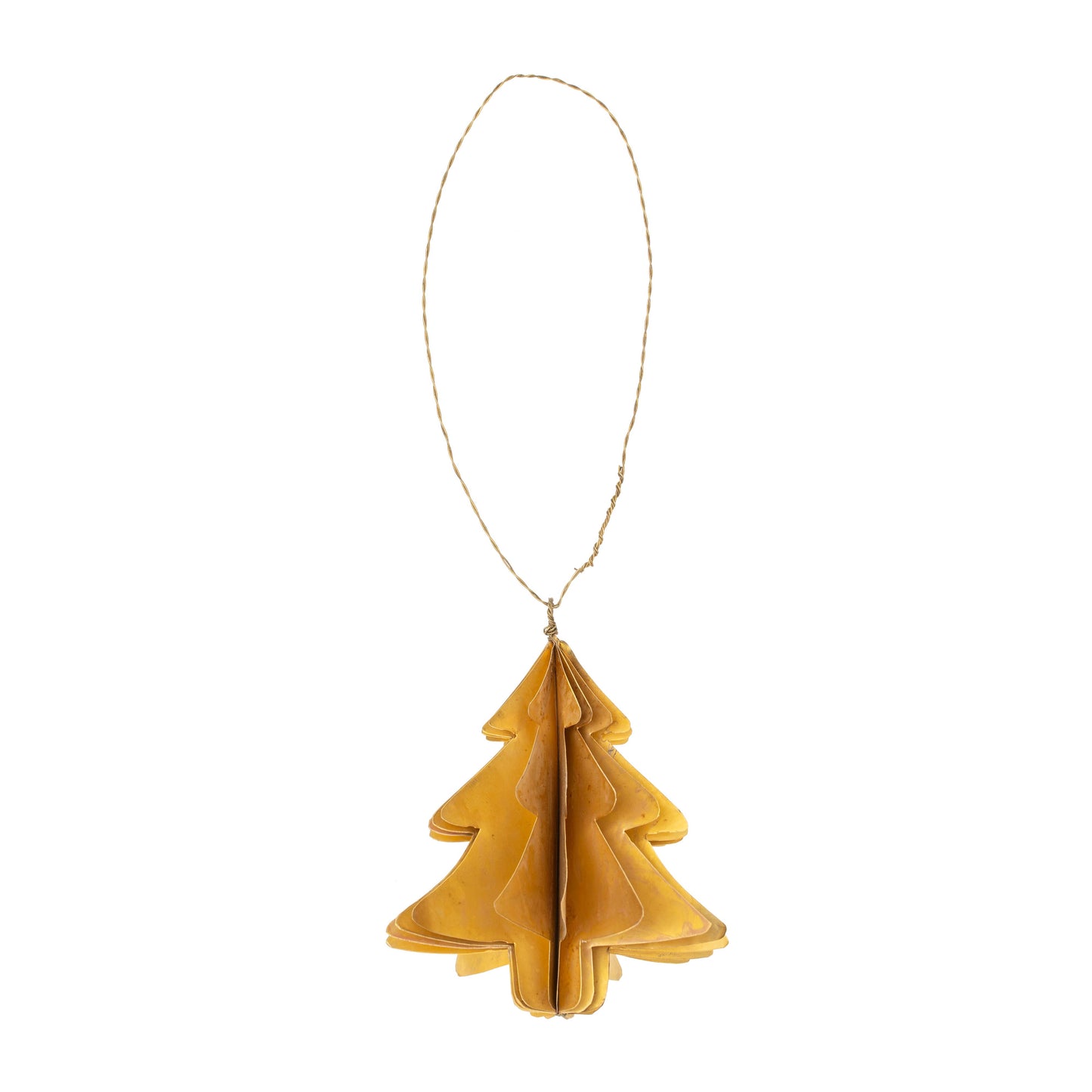Brass Tree Origami Ornament 4" - Modern Holiday Decoration