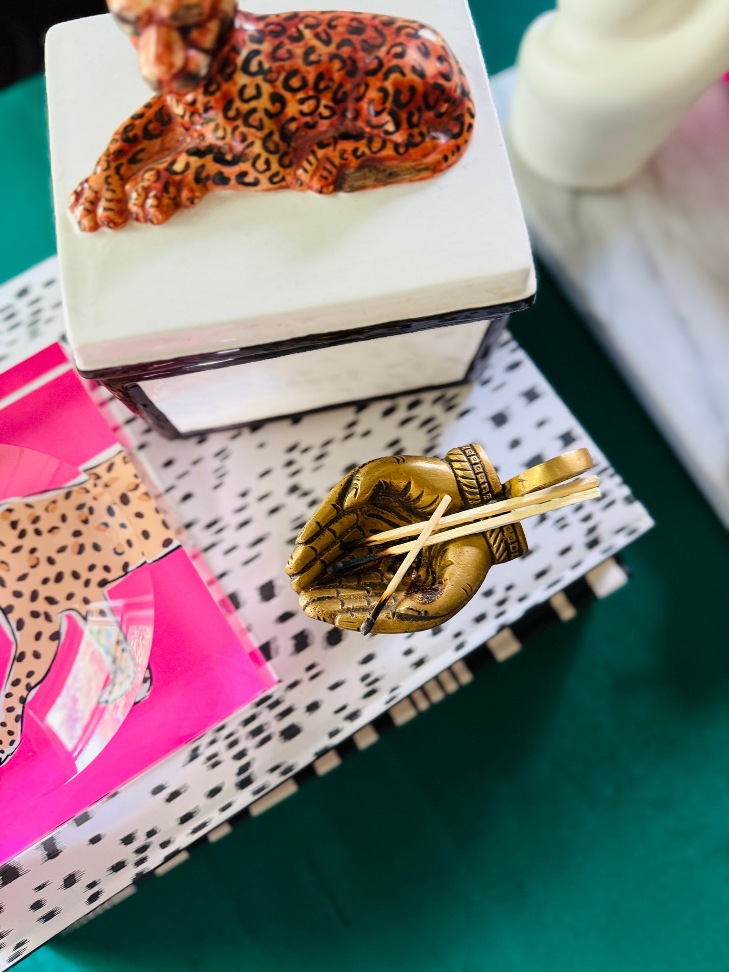 acrylic catchall leopard tray in pink
