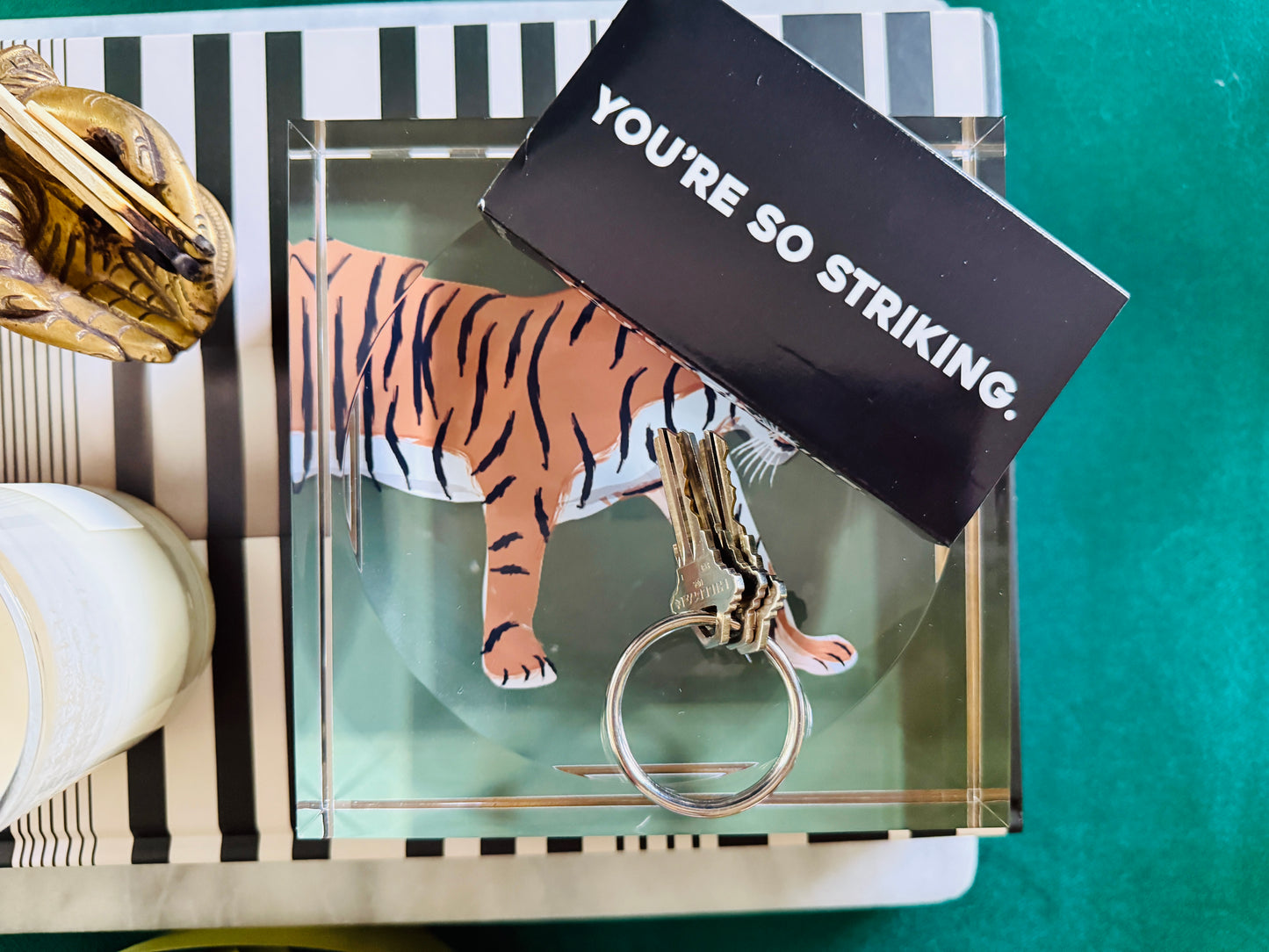 acrylic catchall tiger tray in green