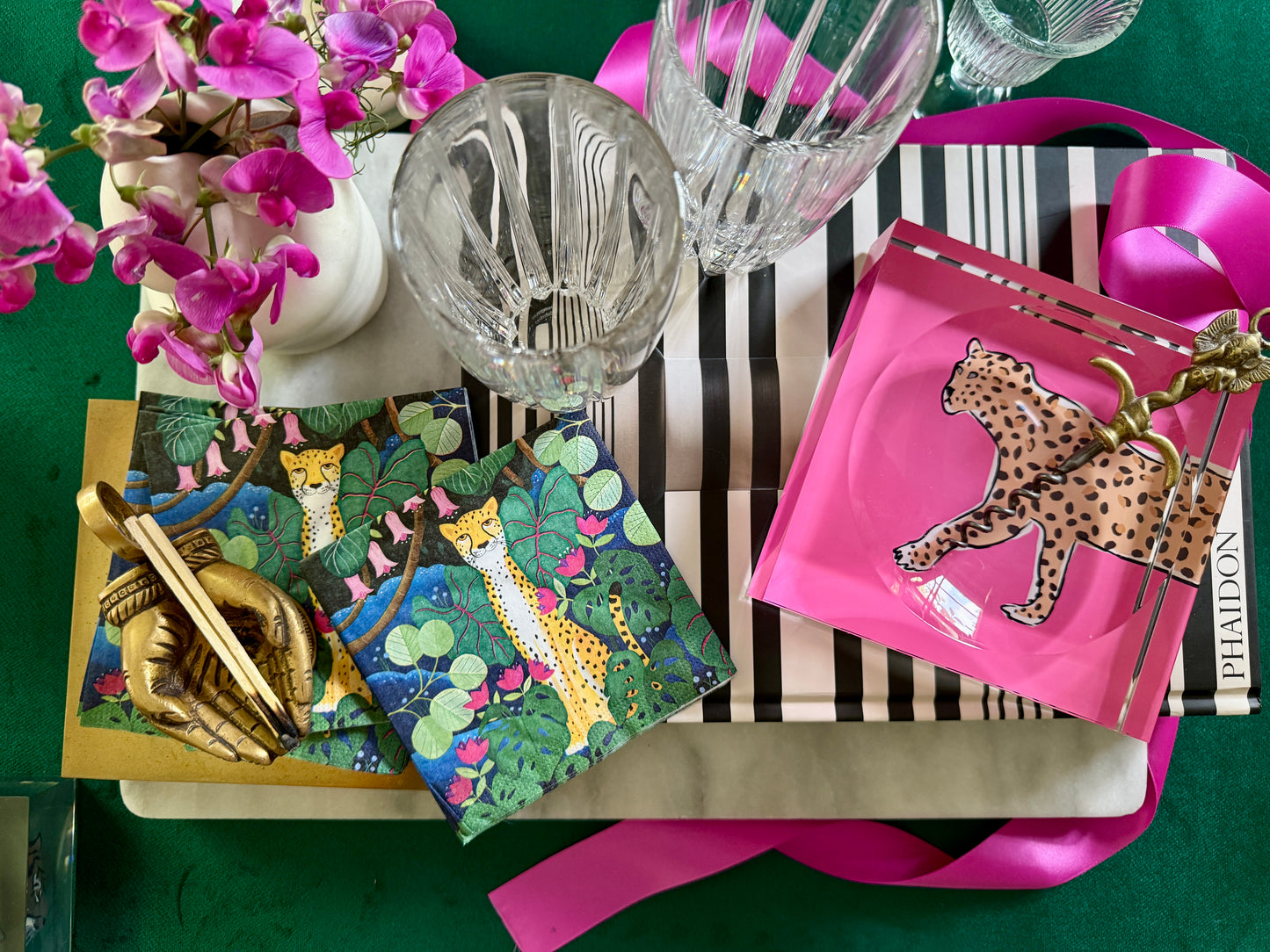 acrylic catchall leopard tray in pink
