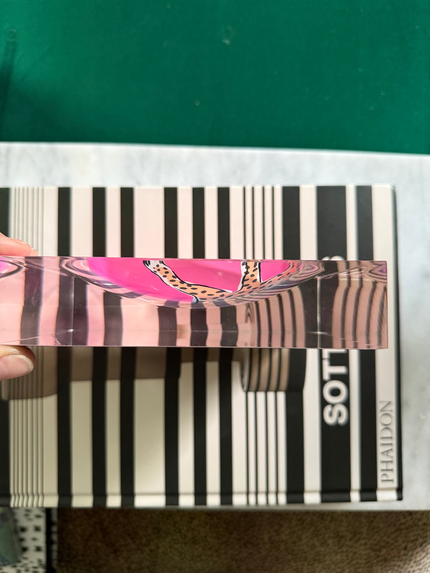 acrylic catchall leopard tray in pink