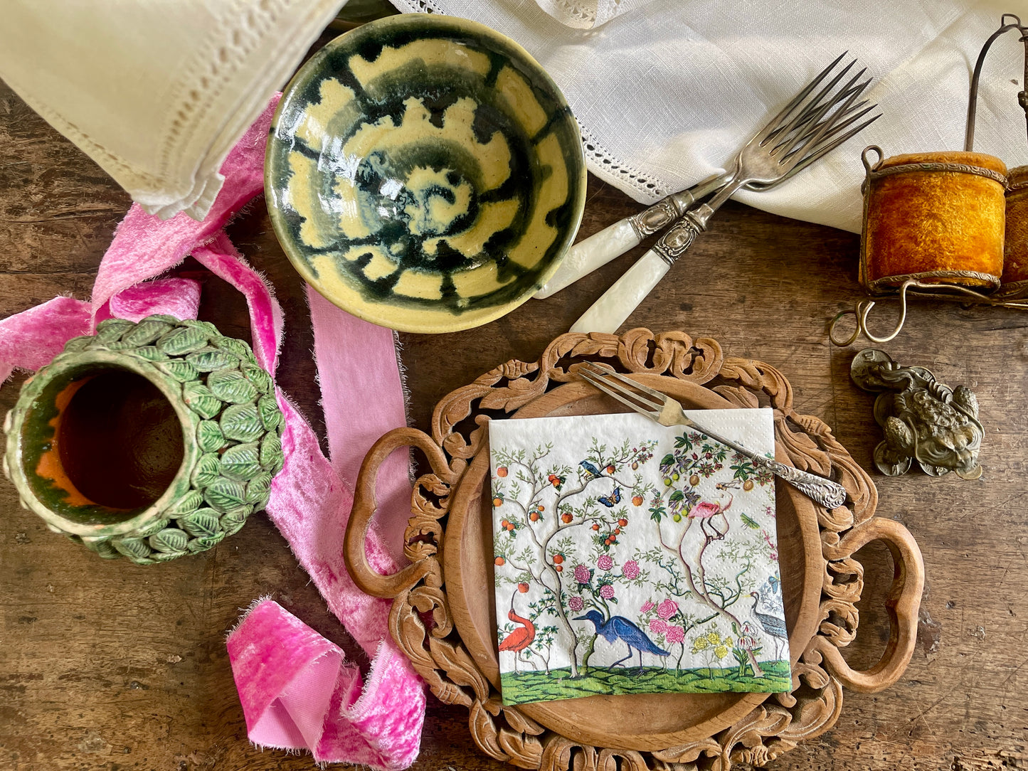 Exotic Birds and Fauna Chinoiserie Paper Cocktail Napkins - 20 Count, Tropical Cocktail Napkins