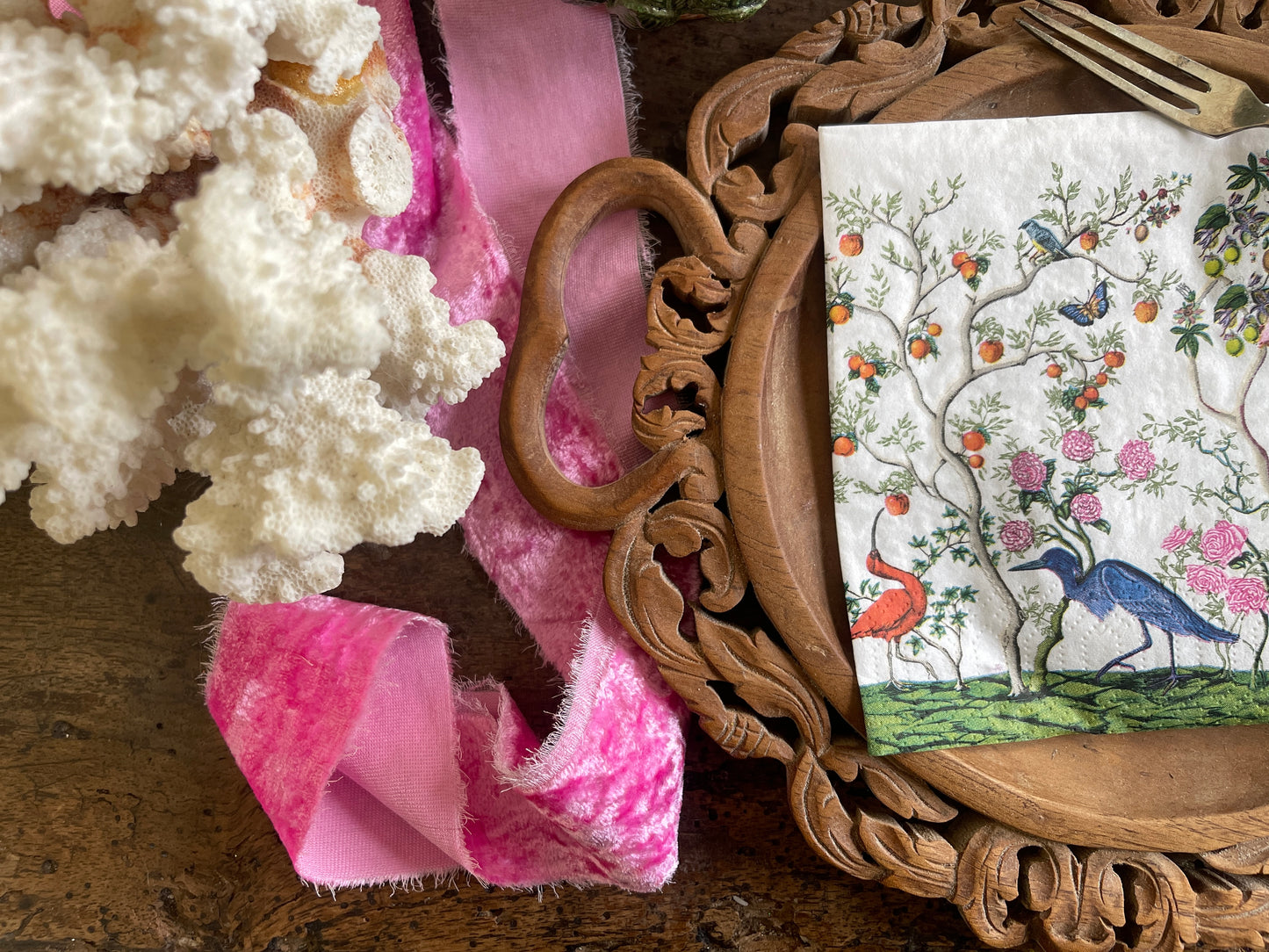 Exotic Birds and Fauna Chinoiserie Paper Cocktail Napkins - 20 Count, Tropical Cocktail Napkins