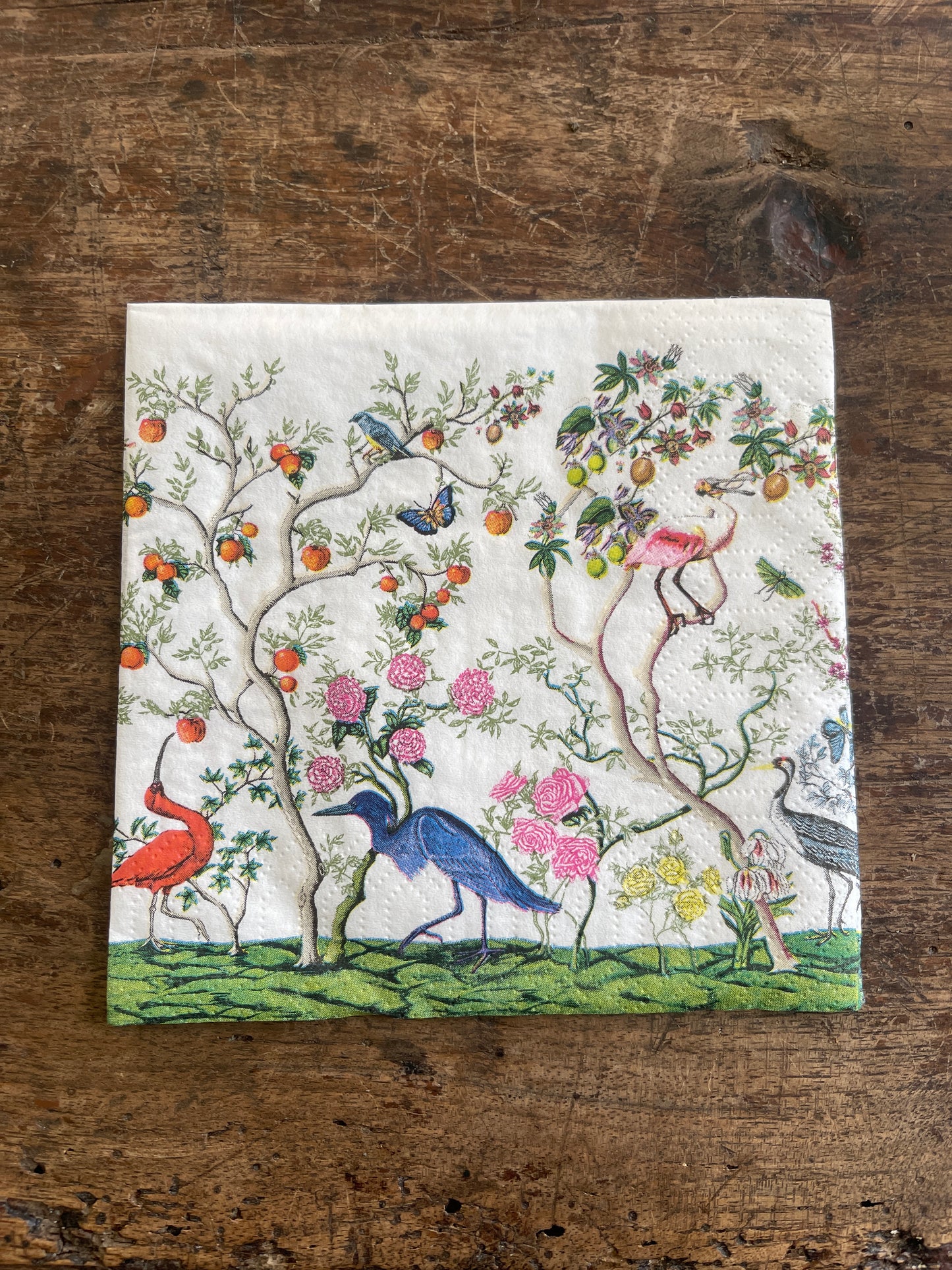 Exotic Birds and Fauna Chinoiserie Paper Cocktail Napkins - 20 Count, Tropical Cocktail Napkins
