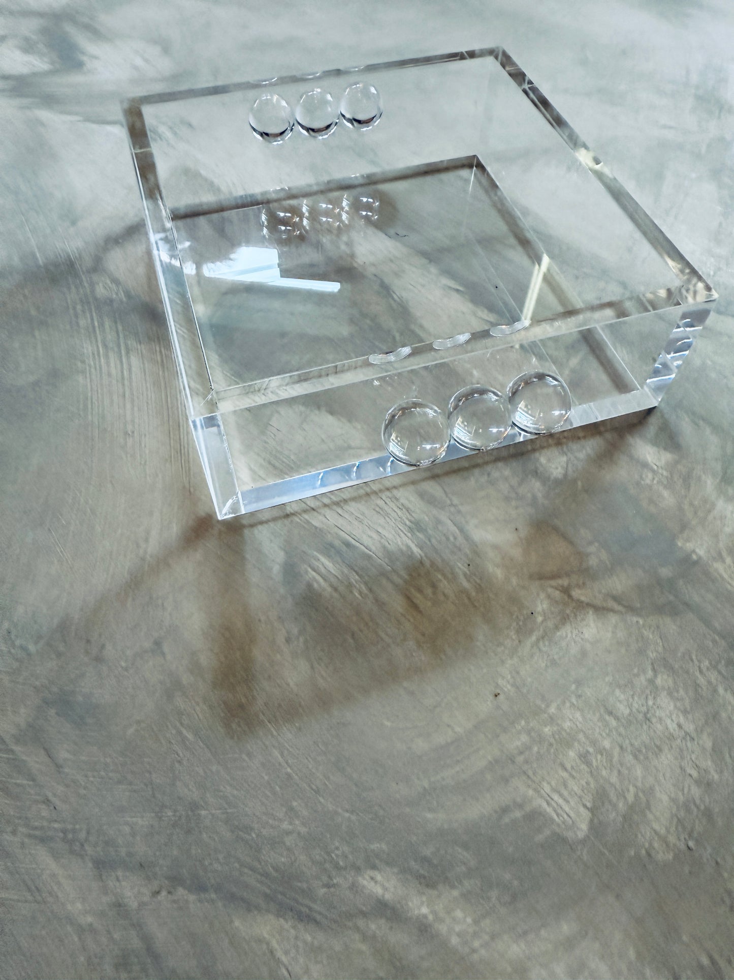 Acrylic Cocktail Napkin Holder - Bubble Clear Design, 6" Square