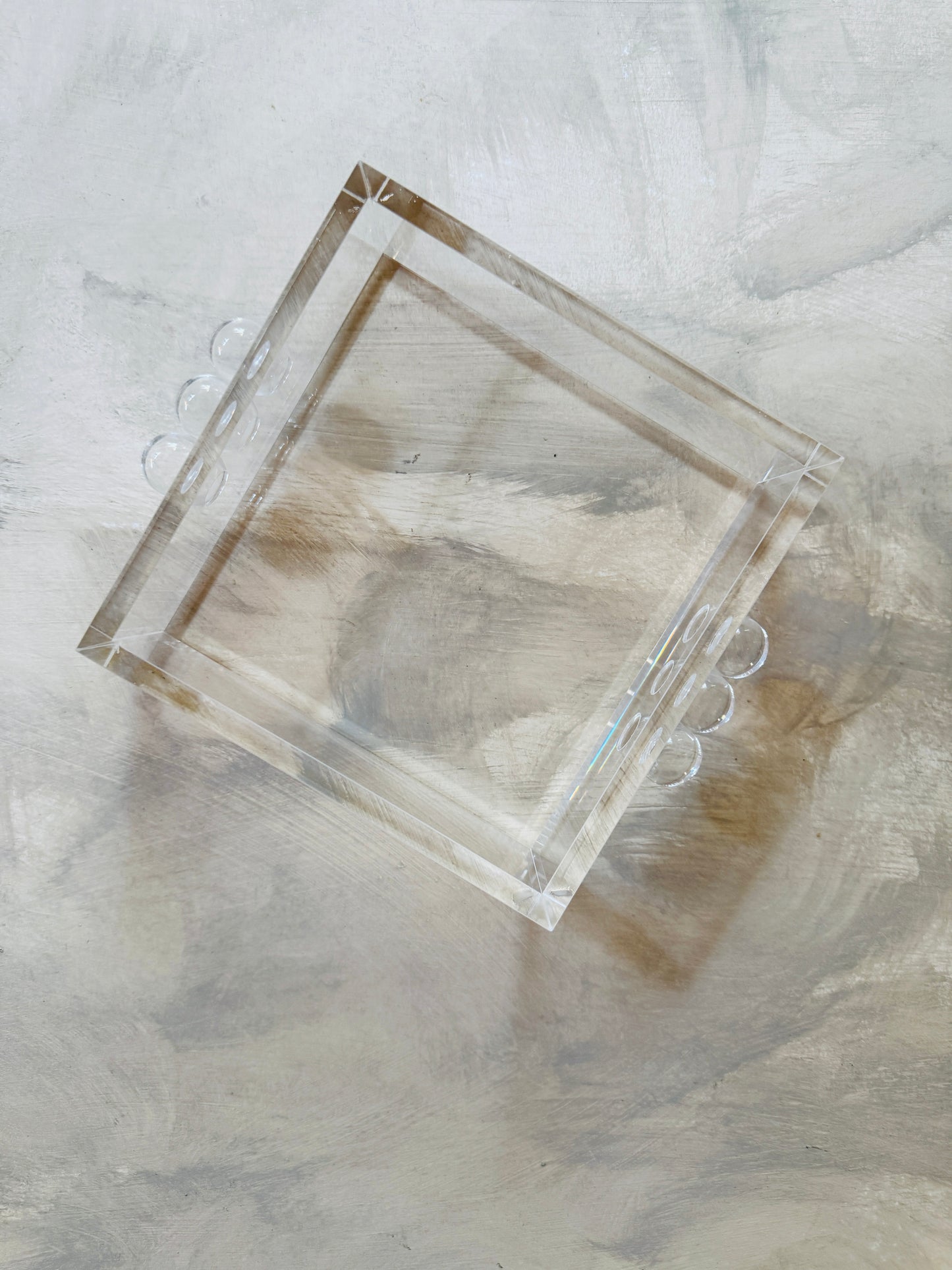 Acrylic Cocktail Napkin Holder - Bubble Clear Design, 6" Square