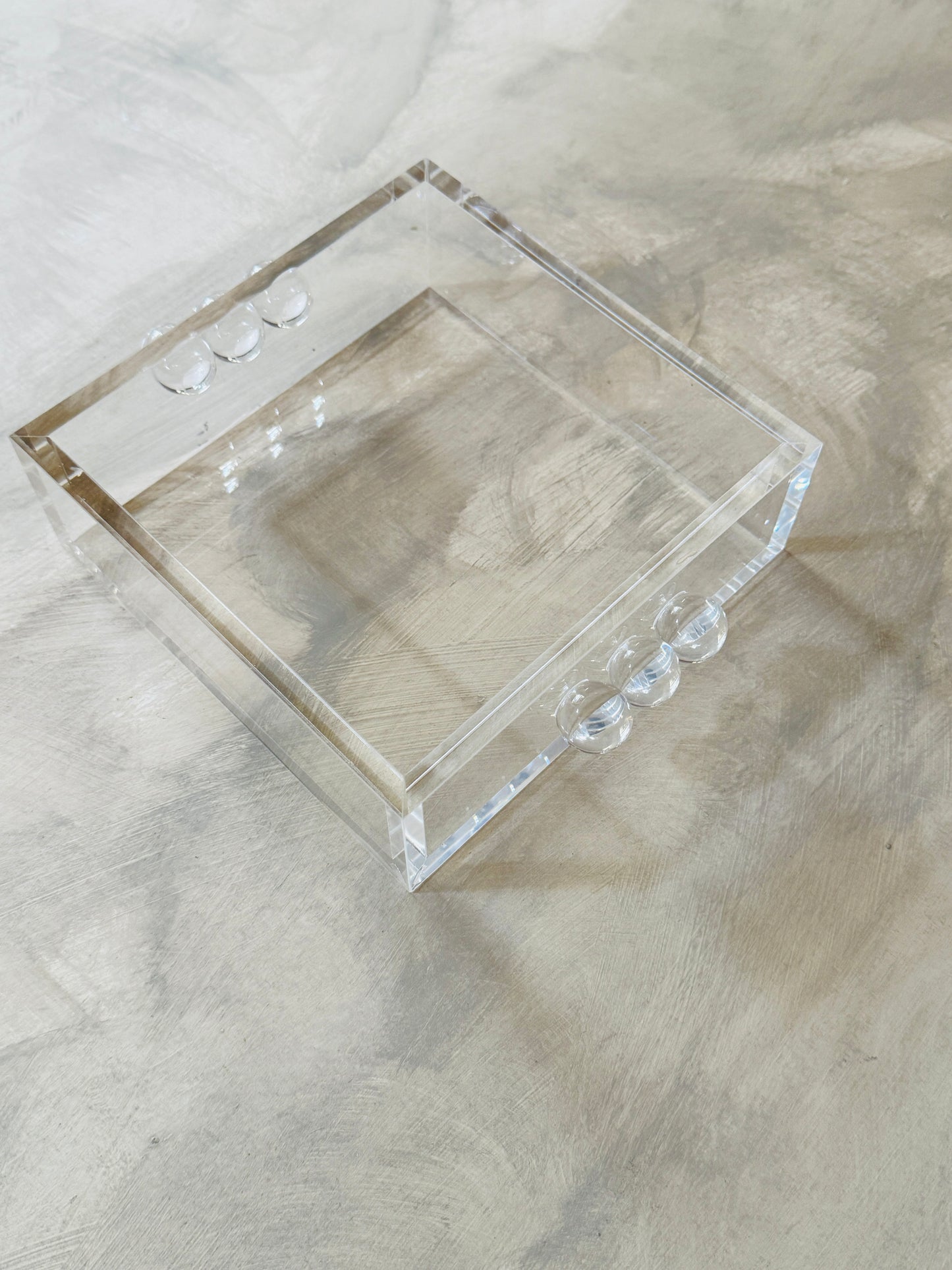 Acrylic Cocktail Napkin Holder - Bubble Clear Design, 6" Square