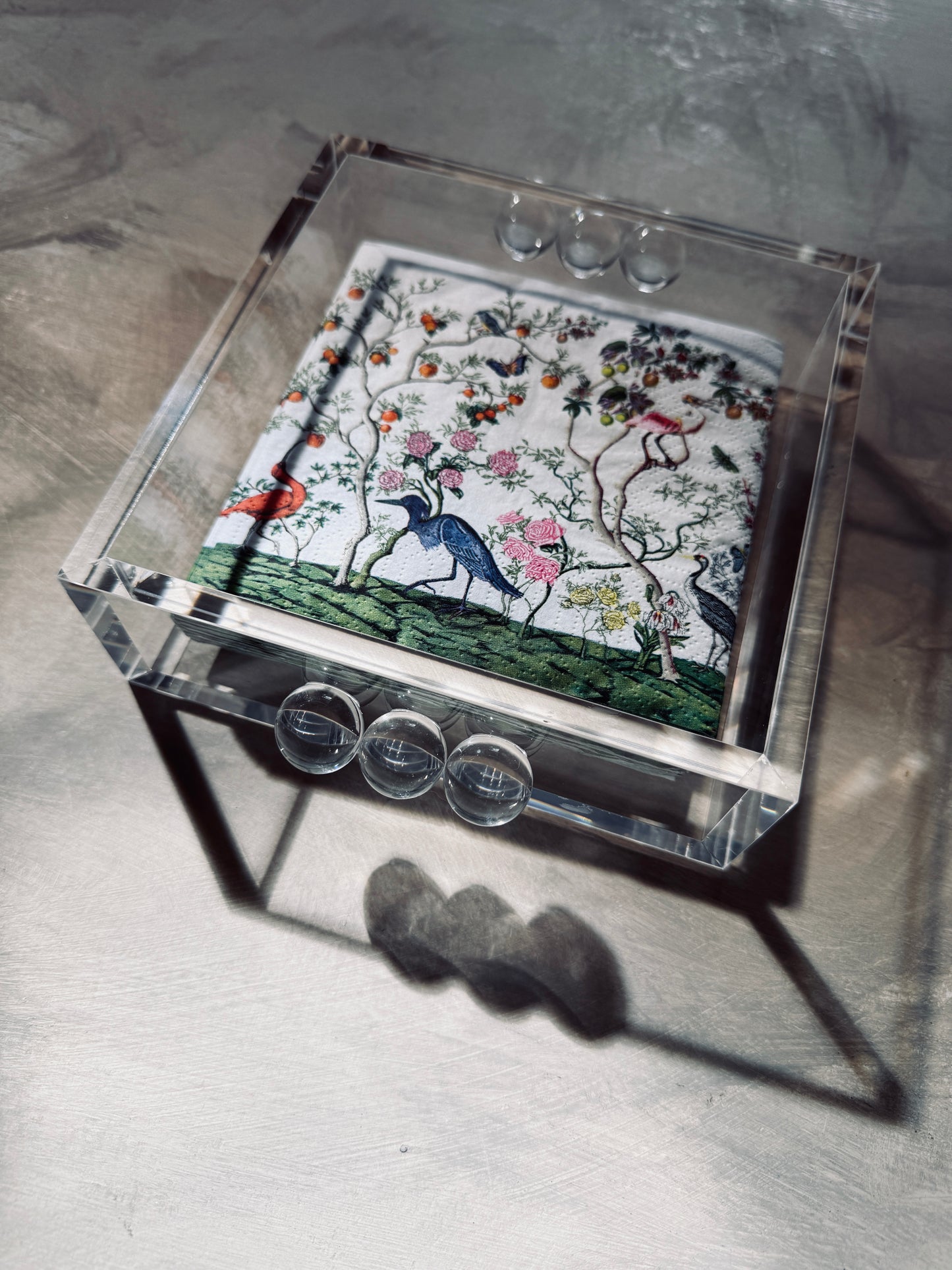 Acrylic Cocktail Napkin Holder - Bubble Clear Design, 6" Square