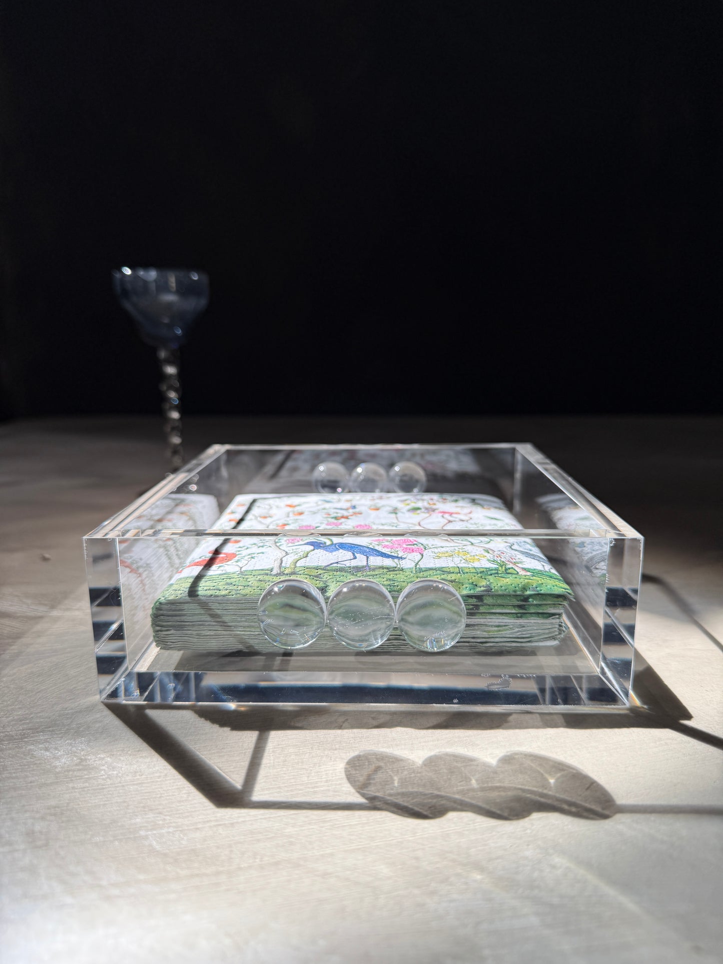 Acrylic Cocktail Napkin Holder - Bubble Clear Design, 6" Square
