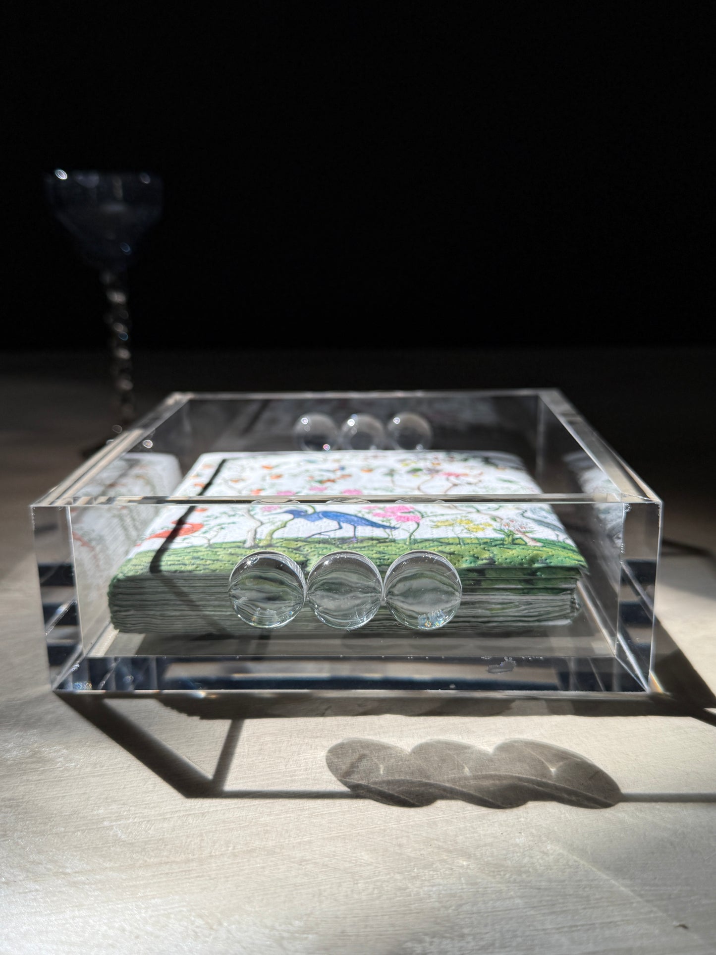 Acrylic Cocktail Napkin Holder - Bubble Clear Design, 6" Square