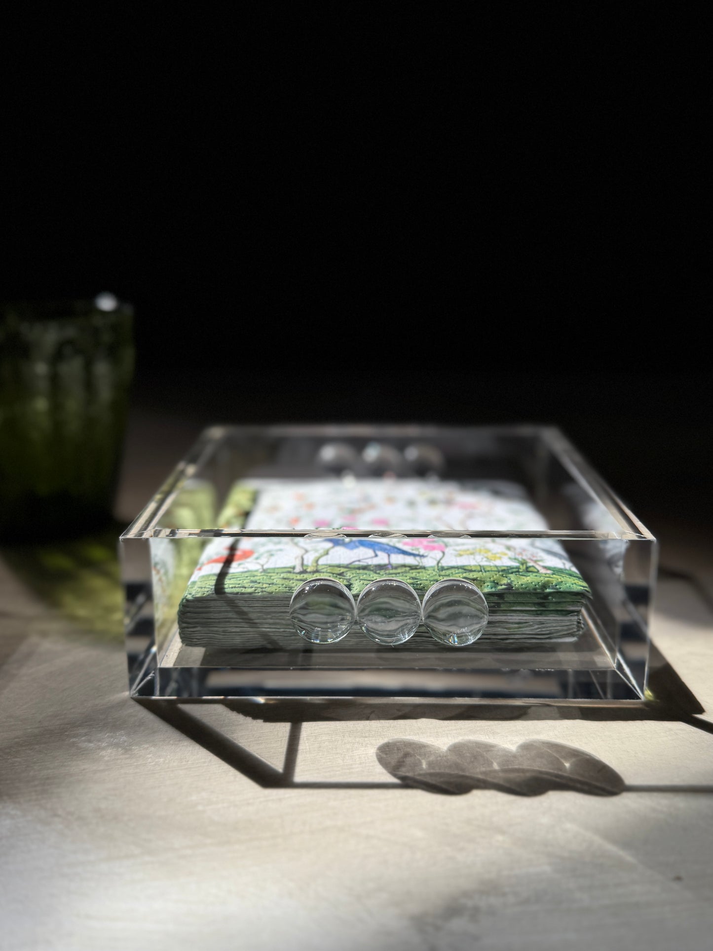 Acrylic Cocktail Napkin Holder - Bubble Clear Design, 6" Square