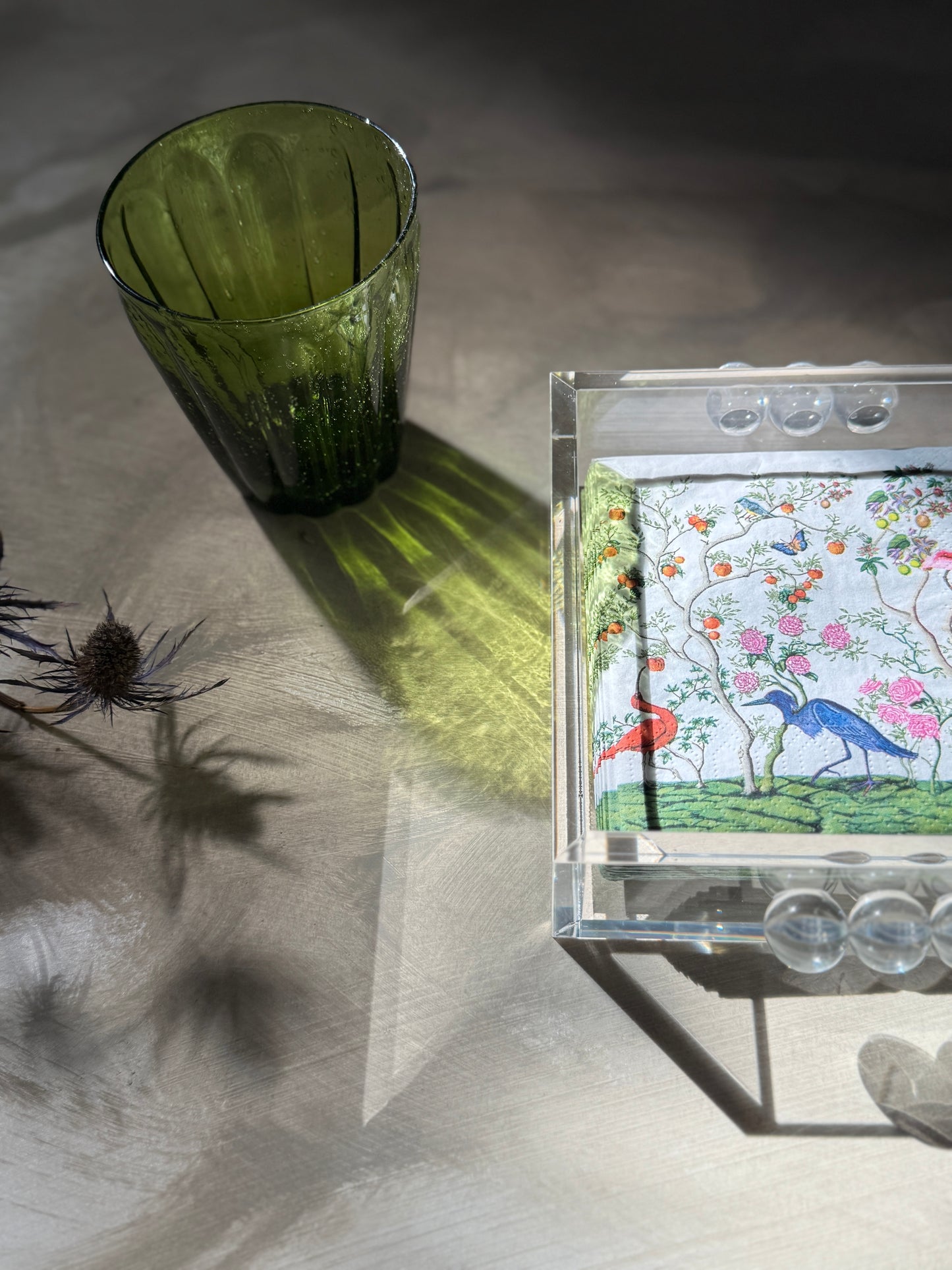 Acrylic Cocktail Napkin Holder - Bubble Clear Design, 6" Square