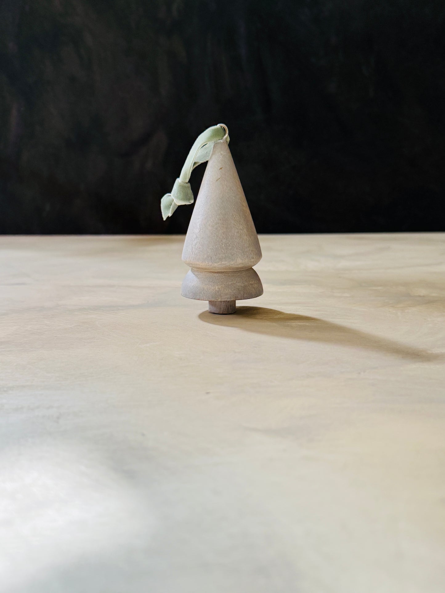 Wooden White Washed Christmas Tree Ornament - Scandinavian Minimalist Holiday Decor