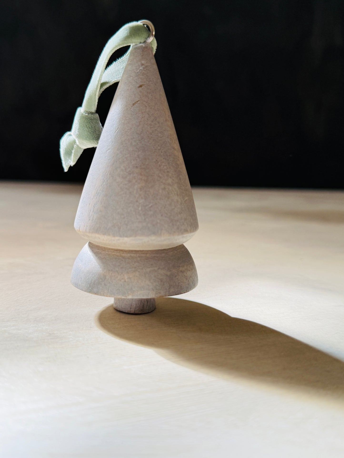 Wooden White Washed Christmas Tree Ornament - Scandinavian Minimalist Holiday Decor