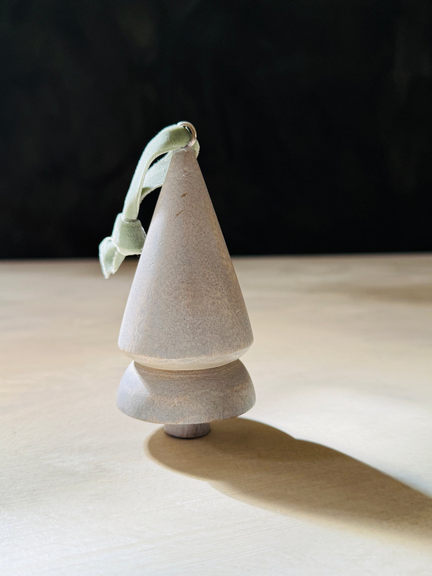 Wooden White Washed Christmas Tree Ornament - Scandinavian Minimalist Holiday Decor