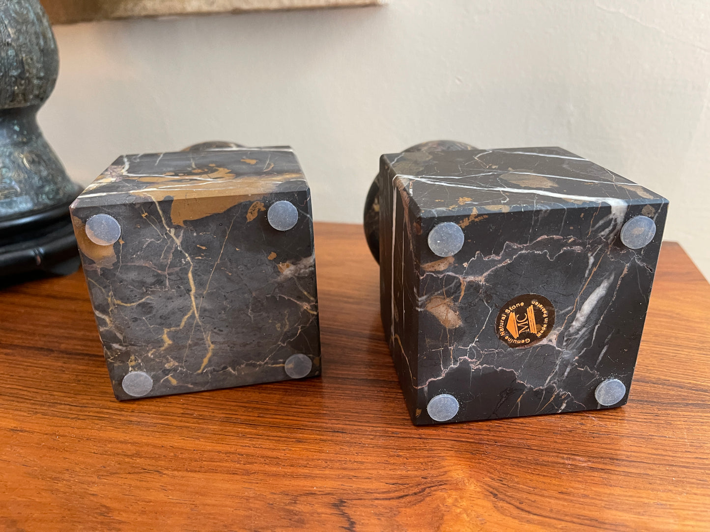 Black and Gold Marble Bookends - a Pair