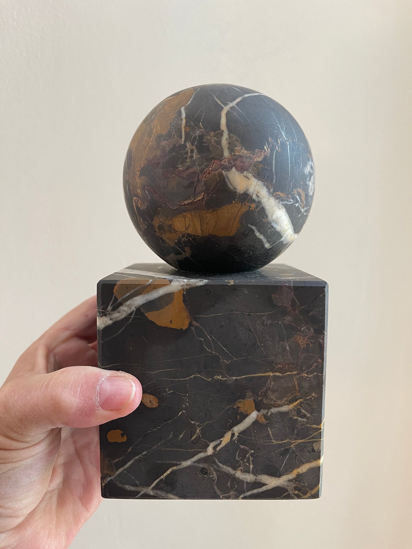Black and Gold Marble Bookends - a Pair