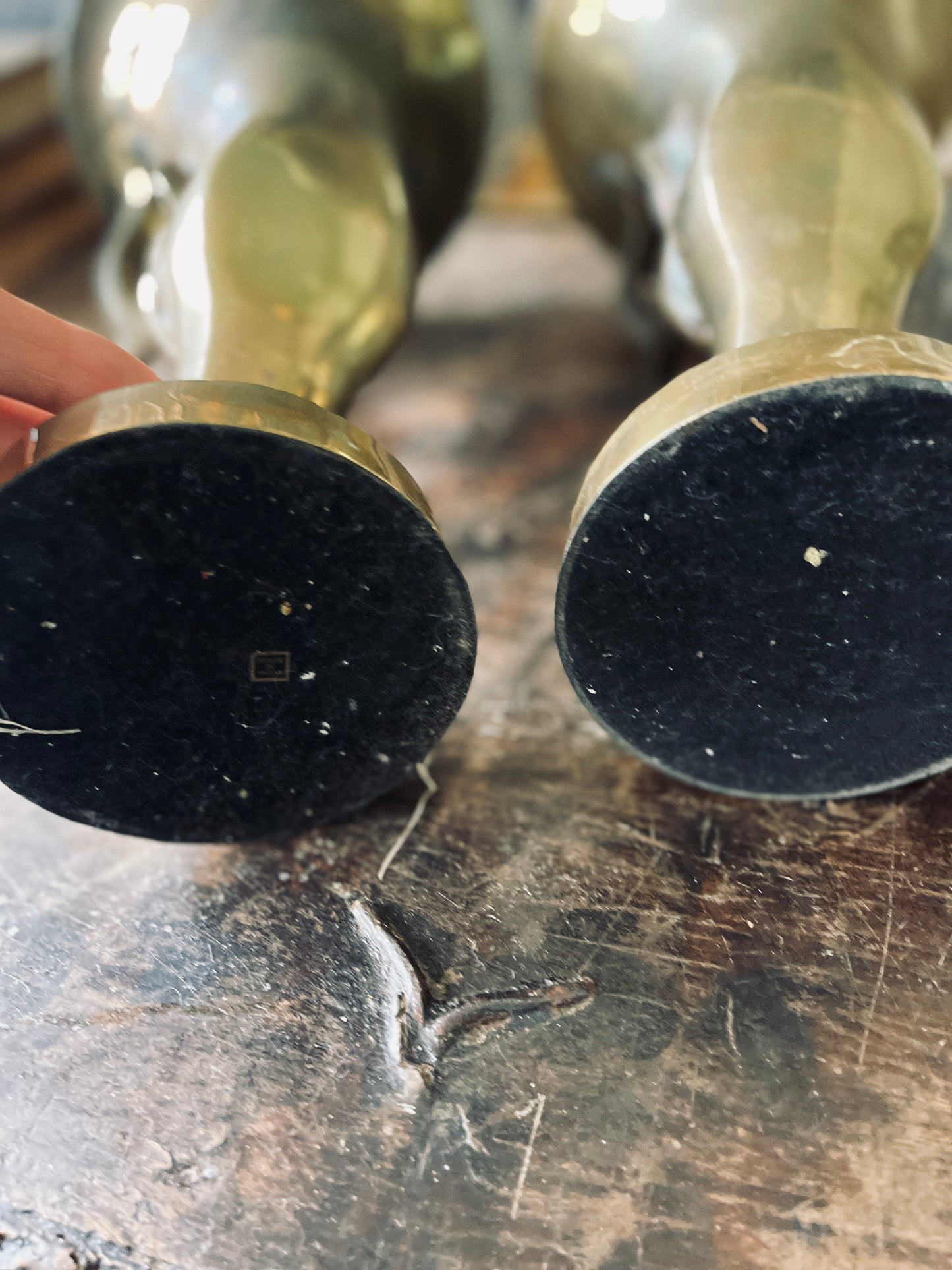 Large Brass Deer Torchieres - a Pair