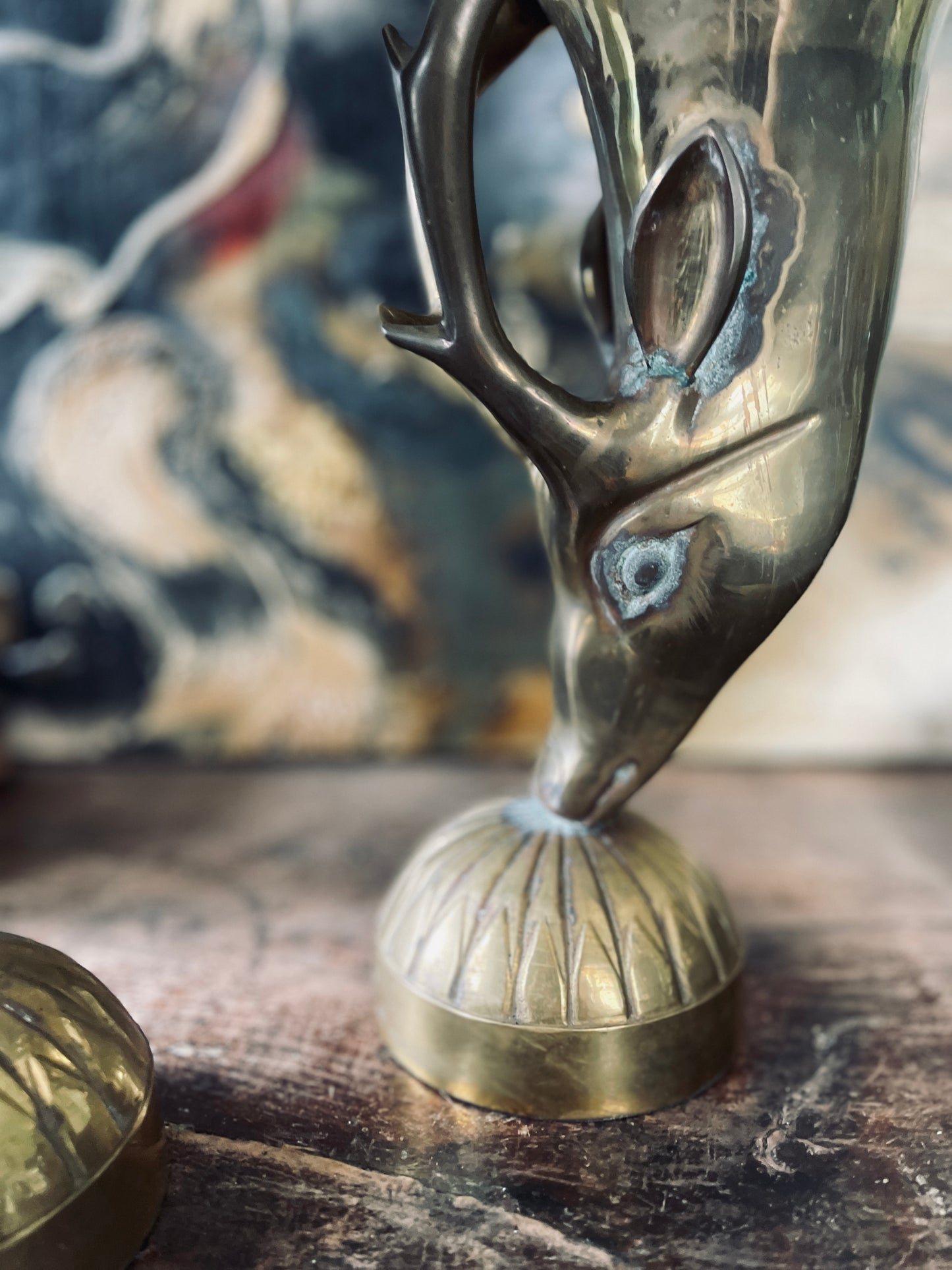 Large Brass Deer Torchieres - a Pair