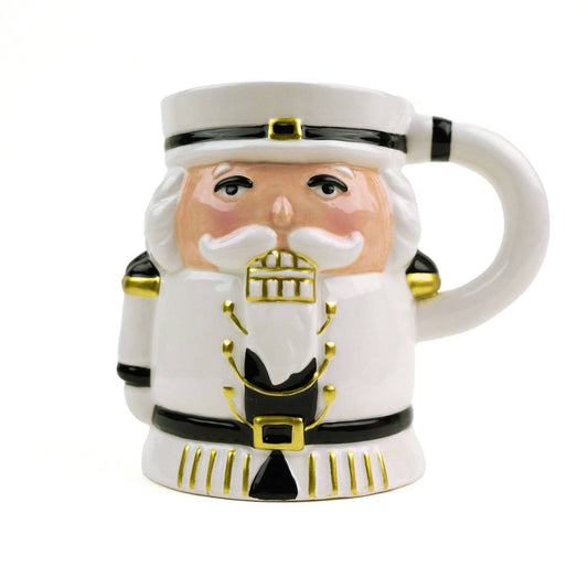 White Nutcracker Coffee Mug | Festive Ceramic Holiday Mug for Hot Cocoa or Coffee