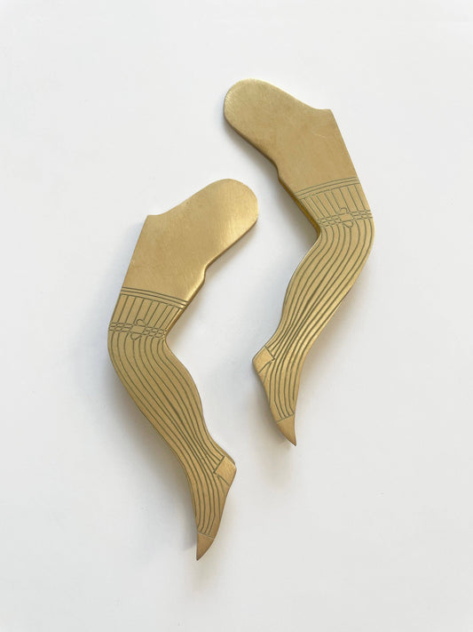 Victorian Inspired Brass Stocking Leg Tweezer or Candle Snuffer