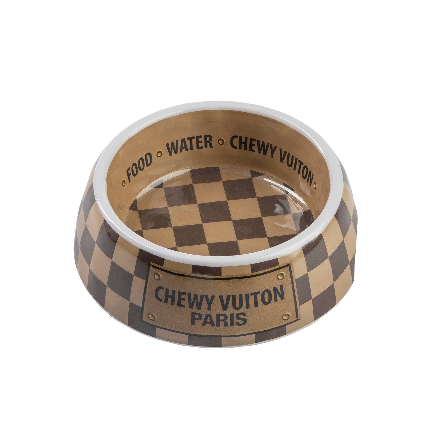 Checker Chewy Vuiton Dog Bowl | Small