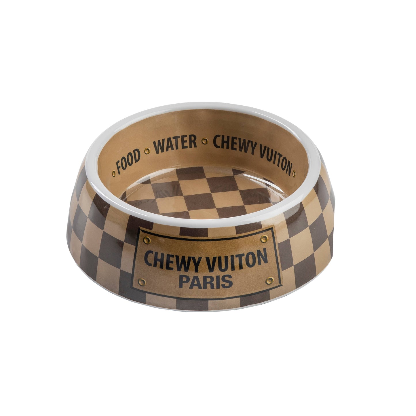 Checker Chewy Vuiton Dog Bowl | Small